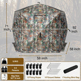 Hunting Blind for 3-4 People, 288 Degree See Through Hunting Ground Blind with Silent Zipper Pop Up Ground Blinds Portable Resilient Hunting Tent for Deer Hunting Hunthor