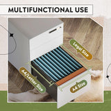 DEVAISE 3 Drawer File Cabinet with Combination Lock, Fully Assembled Metal Filling Cabinet Except Wheels, White