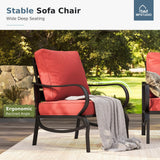 MFSTUDIO 5 Piece Metal Patio Furniture Set with Red Cushion