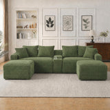 127'' Modular Boneless Couch,U Shaped Sectional Sofa for Living Room-Green