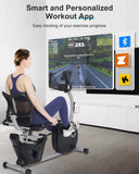 Kawnina Recumbent Exercise Bike, Recumbent Bike for Home with Smart Workout APP - Recumbent Bikes with Ergonomic Backrest and Comfort Seat, 420LBS Weight Capacity, Larger Backlit Display