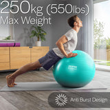 Core Balance Exercise Ball for Workouts, Anti-Burst and Slip Resistant, Swiss Yoga Ball for Pregnancy, Stability, Fitness and Physical Therapy, 4 Sizes, with Pump (25" / 65cm Teal) Core Balance