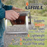 Portable Charcoal Grill with 6 Skewers - Stainless Steel Foldaway Grill for Camping, BBQ, Tailgating, Picnics Griddle Buddy