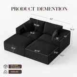 Modular Sectional Sofa Bed with Ottoman, 79" Boneless Cloud Couch, Black