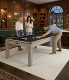 7 FT Pool Table, Complete Set with 2 Cues, 16 Balls, 2 Chalks, Triangle, Brush, Adult Game Billiard Table for Home Game Room Party, Professional Black Cloth, Rustic Grey Finish, 84 L x 46 W x 32 H
