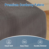 40" Oversized Square Corduroy Ottoman, Large Ottoman Pouf Footstool, Grey