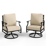 MIXPATIO, 2 Pack, Metal, Swivel Rocking Chairs, 5.75" Cushions, Beige