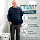 Lunderg Padded Toilet Seat Riser for Seniors - Adds 2 inches. Universal Fit - FIRM Raised Toilet Seat Cushion with High-Density Foam for Enhanced Comfort & Elevation. Post-Surgery Must have (White)