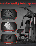 Garvee Home Gym Equipment Machine, Full Body Workout Machine with 150 LBS Weight Stack, Multifunctional All in One Exercise Station with Preacher Curl Pad, Leg Developer for Strength Training