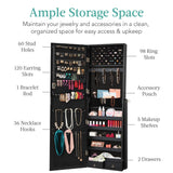 Best Choice Products Freestanding Jewelry Armoire Cabinet, Full Length Standing Mirror, Lockable Makeup Storage Organizer, w/Velvet Lining, 3 Angles, Lock, Accessory Pouch, 5 Shelves - Black