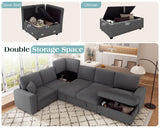 VanAcc 130" Sofa Bed, Sectional Sleeper Sofa, Pull Out Couch with Storage