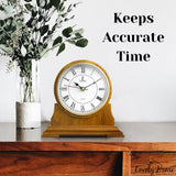 Mantel Clock for Living Room - Decorative Wood Mantle Clock Battery Operated - Silent Wooden Mantle Clock for Living Room Decor Above Fireplace Mantel, Office, Table, Shelf & Home Décor Gift 9x8.5