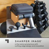 Sharper Image® Powerboost® Pro+ Hot & Cold Compact Deep Tissue Massage Gun - 6 Speed, 4 Attachments, Travel Case| Soothing Heat & Cold Therapy| Portable Lightweight Full Body Shoulder & Back Massager
