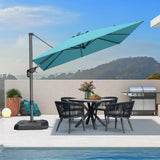 PURPLE LEAF Patio Outdoor Umbrella 9' x 9' Square All-Weather Turquoise