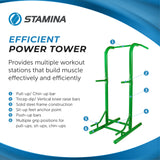 Stamina Pull Up Bar Tower & Dip Station, Free Standing Outdoor Home Gym Equipment, Green Stamina