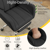 Cross Legged Office Chair with Footrest,Big and Tall Leather Executive Chair with Reversible Armrest