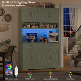 HOSTACK 75" Tall Kitchen Pantry Storage Cabinet, 45" W Hutch Cabinet, Green