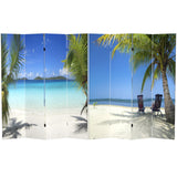 Red Lantern 6 ft. Tall Double Sided Beach Room Divider, 6 Foot - 4 Panel, White Red Lantern