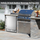 Velieta 24 Inch Outdoor Beverage Refrigerator Cooler,Stainless Steel Wide Refrigerator for 210 Cans,Fit Perfectly for 24" Space Built-in Counter
