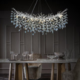 kvtinmty Modern Crystal Silver Chandelier, 55" Large Rectangular Oval Tree Branch Crystal Chandeliers for Dining Room,16-Light Flush Mount K9 Crystal Chandeliers, for Kitchen Island,Dining Room