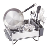KitchenAid Compact Space Saving, Dish Rack with Removable Flatware Caddy and Angled Self Draining Drainboard, Satin Gray, 15-Inch-by-13.25-Inch KitchenAid