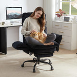 Criss Cross Office Chair with Flip-Up Armrests, High Back Executive Chair with Footrest & Wheels