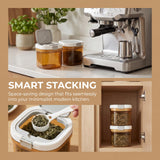 yuyingji Coffee Canister with Scoop, 2 Pack 27oz Airtight Coffee Storage Container, Amber Light Blocking Jar, Wide Mouth for Coffee Beans, Sugar, Tea, Herbs Pantry Storage