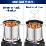 ARC 84-QT Large Stainless Steel Stockpot for Seafood Boiler Crawfish Pot with Basket and Steamer Rack, Outdoor Cooking Pot for Crab Lobster Shrimp Boiling, and Tamales Steamer,20 Gal