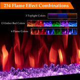 72 inch Electric Fireplace Heater, Smart Control via Alexa& App, Recessed and Wall Mounted Fireplace Insert with Multicolor Realistic Flame Effects,Crackling Sound and Logs& Crystal,5100Btus, Black