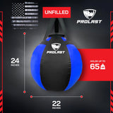 PROLAST Wrecking Ball Heavy Punching Bag for Adults, Hook and Uppercut, Body Snatcher, Boxing, MMA, Muay Thai Training Equipment, Unfilled, 65 lbs, Rhino Blue