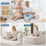 GarveeHome 64in Oversized Corduroy Fabric Bone-Free Sofa Bed Cloud Sofa with Cup Holders and Pillows Comfortable Deep-Seat Sleeping Sofa Chair Suitable for Apartments, Living Rooms, Bedrooms - Beige