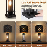 Modern Table Lamp Set of 2, Nightstand Lamps with Black Grid Shade, Bedside Lamps with USB A+C Charging Ports, Decorative Table Lamp, Square Base, Desk Lamps for Living Room, Bedroom, 2 Bulbs Included
