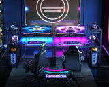 ODK Reversible Gaming Desk LED Lights, 40 Inch Computer Desk with Storage Shelves & Monitor Stand, Study Table for Home Office