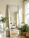 ZHUNFA Full Length Mirror,65x22 Inch Full Length Mirror Wall Mounted,Vertical Hanging,Leaning Standing for Bedroom,Living Room,Rectangular Wooden Frame,Wood White Color.