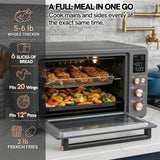 VAL CUCINA Non-Toxic Enamel Interior Air Fryer Toaster Oven Combo, 26.3 QT Countertop Convection Oven 10-in-1, Infrared Heating, Fits 12” Pizza & 6-Slice Toast, Easy Clean Enamel Baking Pan Included