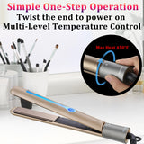 NITION Ceramic Tourmaline Hair Straighteners LCD Flat Iron MCH 10s Fast Heating Up. 1" 3D Floating Plate Healthy Smooth Home Straightening Tools. Travel Pouch. Dual Voltage. Elegant Gift Box