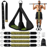 ALongSong Pull Up Assistance Bands with Foot Support Pedal - 320LBS Heavy Duty Resistance Bands Adjustable Weight/Height with 4x80Lbs Bands&Measured Strap for Strength Training Home Gym Workout-Green