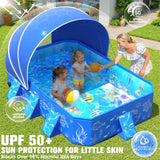 2026 Kiddie Pool with Canopy,Baby Swimming Pool for Toddler,Non-Inflatable Portable Pool for Kids,Foldable Toddler Pool with Shade,Kiddie Pool for Backyard,Pop Up Baby Beach Pool 53''×40×33''