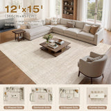 Nakagishi Neutral 12x15 Area Rugs for Living Room Washable, Beige