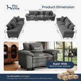 PHI VILLA 3-Piece Modular Sectional Cloud Couch and 2 Loveseats Sofa Set