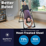 Teeter FitSpine X1 Inversion Table, Decompression Surface for Full-Body Stretch, Ergo Embrace Ankle Supports, Integrated Accessories, UL Safety Certified, Heavy-Duty 300 lb Capacity Teeter