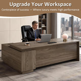 63" L-Shaped Executive Desk with Reversible Storage Cabinet, Locking Drawers & Cable Management