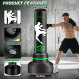 Heavy Freestanding Punching Bag for Adults Teens, 70” Standing Boxing Bag with Gloves and Pump, Women Men Stand Kickboxing Bags for Boxing Training MMA Fitness Home Gym Martial Arts