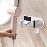 chochoyah Hair Dryer Holder Wall Mounted, Hair Dryer Organizer Self Adhesive Compatible with Dyson Blow Dryer Holder Aluminum BlowDryer Holder Wall Mounted for Bathroom White