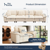 PHI VILLA 157.5" Oversized Modular Sofa 4-Seat Straight Sectional Couch