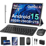 10 Inch Tablet with Keyboard, Android 15 Tablet with Gemini AI, 24GB+256GB+2TB Expand