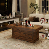 Lareth Coffee Table 39 in Rustic Center Table with X-Design Wooden Pedestal for Living Room, Space Saving, Rectangle Home Office Tea Accent Table for Dining Room Apartment, Walnut