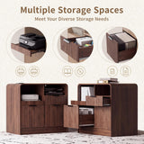 Seang 31" Fluted 3 Drawer Lateral File Cabinet,Walnut