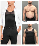 Men Body Shaper Slimming Vest Tight Tank Top Compression Shirt Tummy Control Underwear Moobs Binder (Black, M)