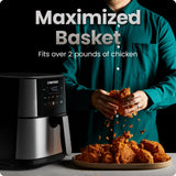 Chefman Air Fryer 6 Qt | TurboFry® 5-in-1 with 450°F Hi-Fry Option for Crispier Results | Bake, Dehydrate, Frozen | XL Nonstick Dishwasher-Safe Basket | Stainless Steel